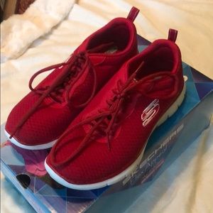 Skechers “Flex Appeal” Red Sneakers